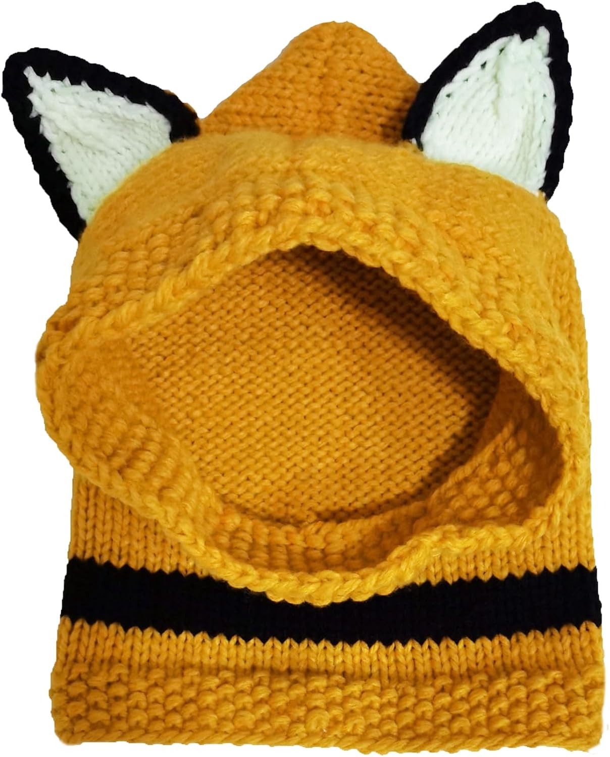 BIBITIME Knit Fox Hat for Women Winter Warm Cap Integrated Hooded Scarf Beanies