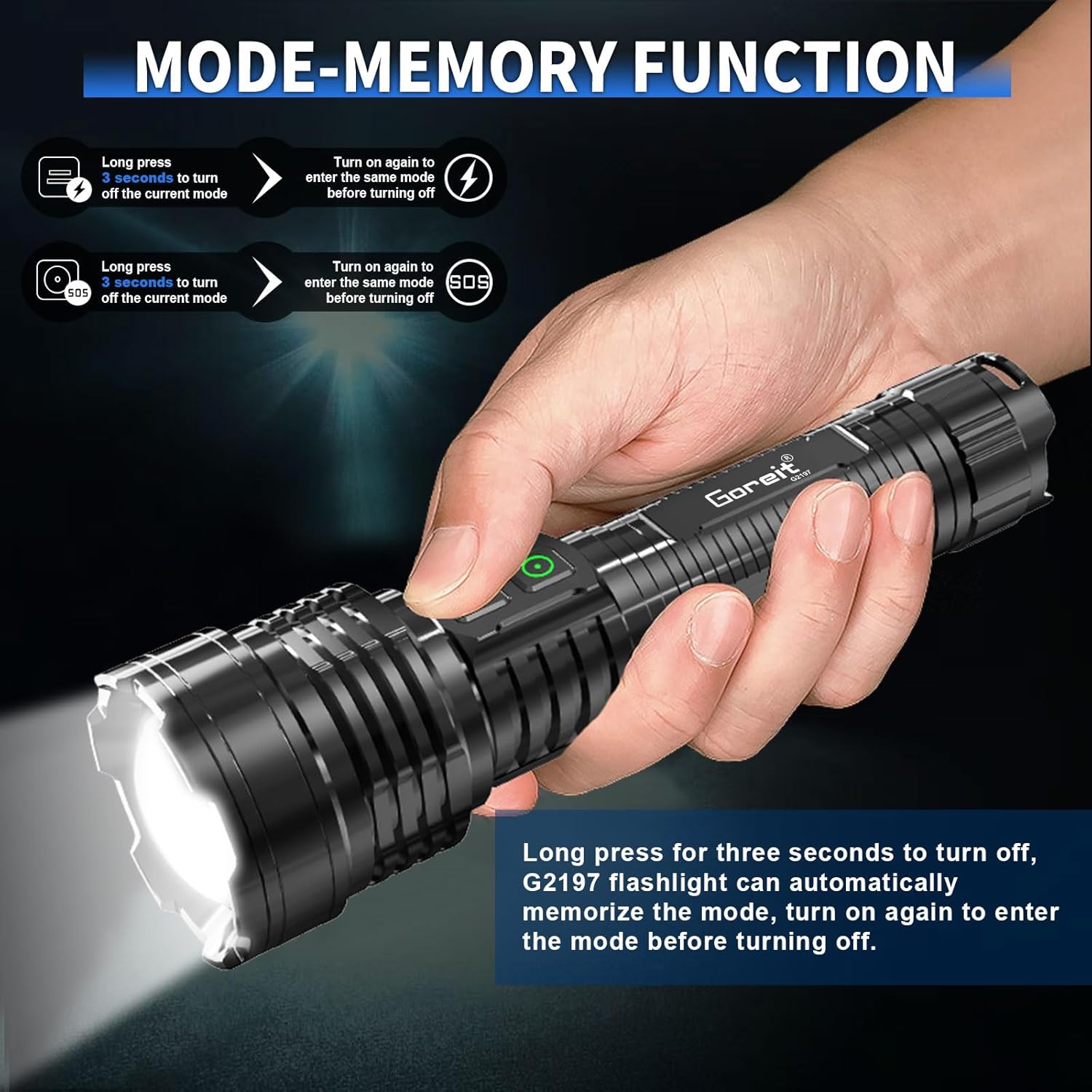 Goreit G2197 Flashlight Mode-Memory Function