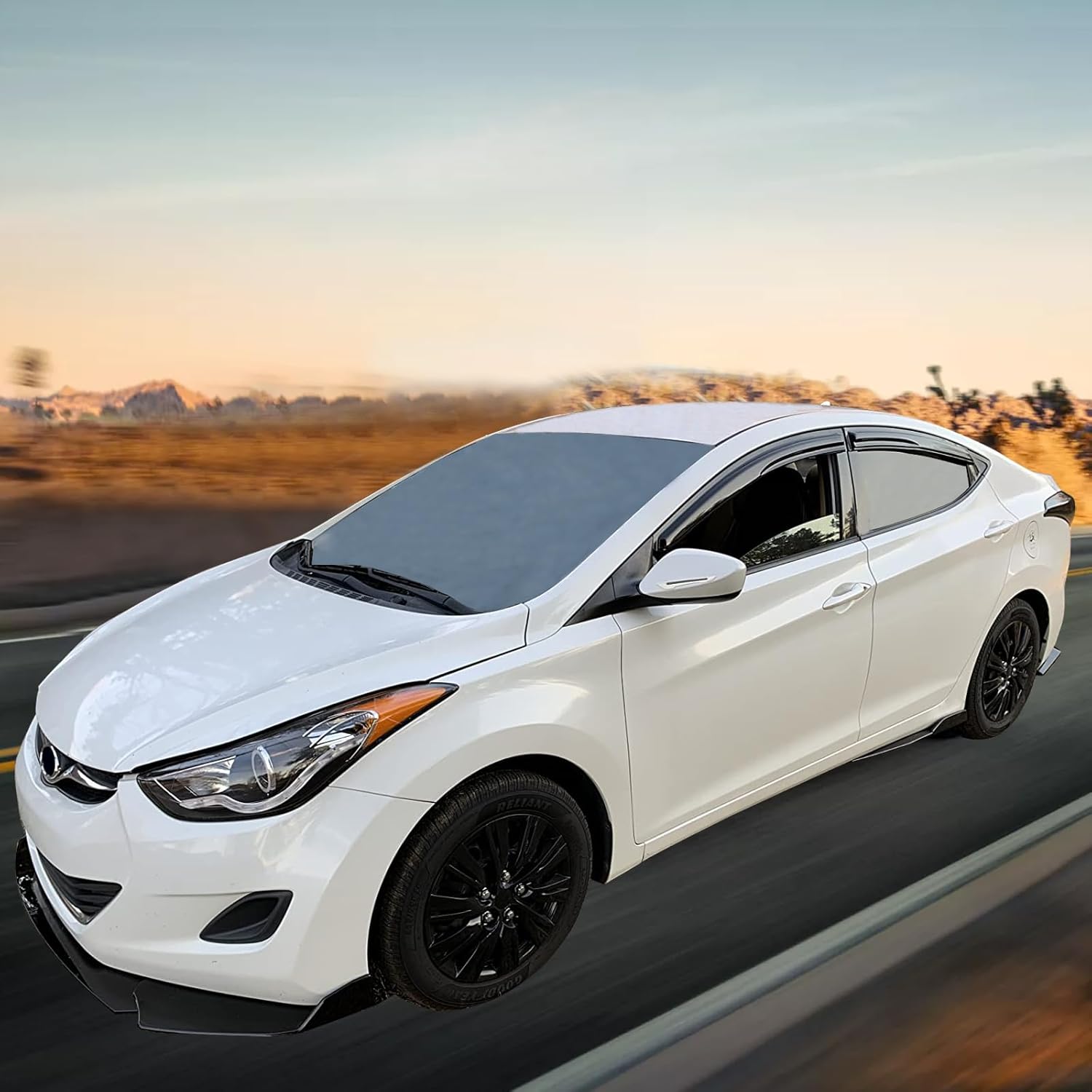 Window Visors Compatible with 2011-2016 Hyundai Elantra Sedan, Smoked Aero JDM Wind Deflectors Stick On by IKON MOTORSPORTS, 2012 2013 2014 2015