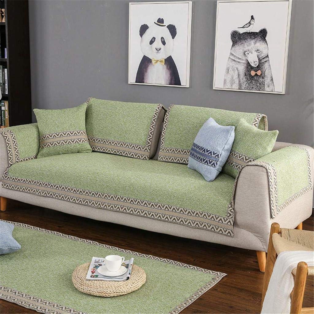Sofabezug Ecksofa L Form, Schnittsofa Sofaüberwürfe, Baumwolle und Leinen Sofahusse Möbel-Schutz Non-rutschfeste Möbel verkauft durch Stück lieber als Set,C,W70xL90cm(28x35inch)