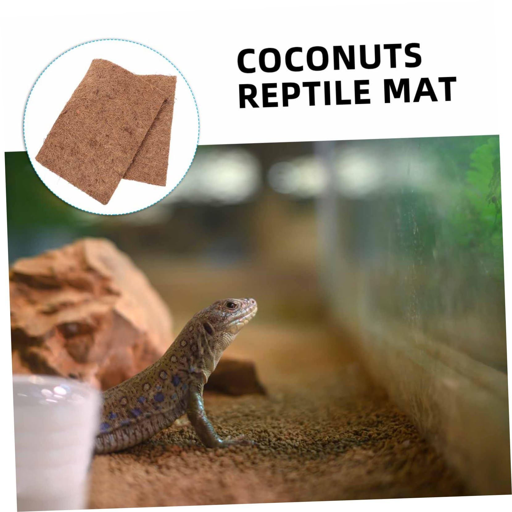 Tappeto per Rettili in Fibra di Cocco 4 Pezzi, Color caffè | Serpente e Lucertola, Uso in Negozi per Animali e Allevamento Domestico, Morbido e Naturale