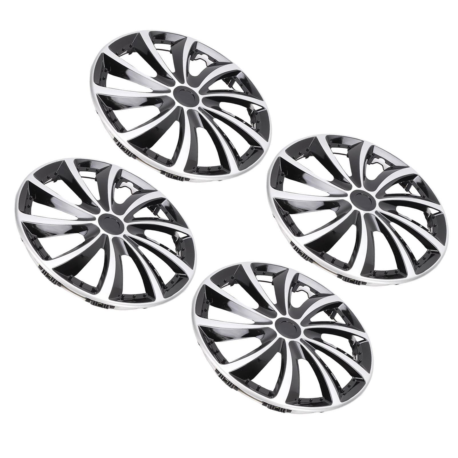 Acouto 4 Pièces Enjoliveurs de 16 Pouces, Protection Universelle Anti-Rayures, Couvre-Jantes D'aspect élégant avec Matériau ABS de qualité Supérieure, pour la Plupart des Voitures, (Argent Noir)