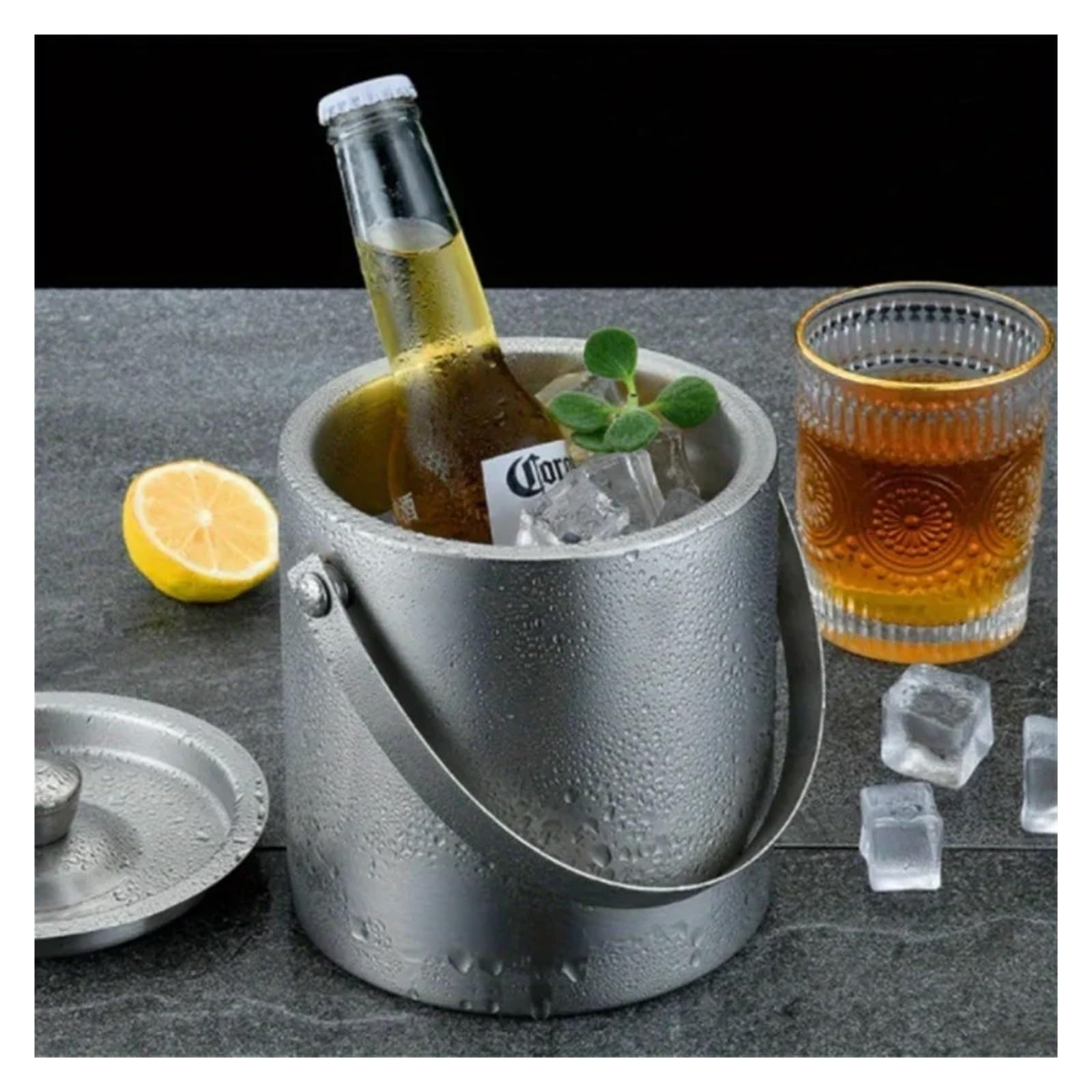 Secchiello for Ghiaccio Isolato in Acciaio Inossidabile da 1,6 l/2 l/3 l, for Vino, Birra, Champagne, KTV, Feste, refrigeratore per Feste ed Eventi(1.6L)