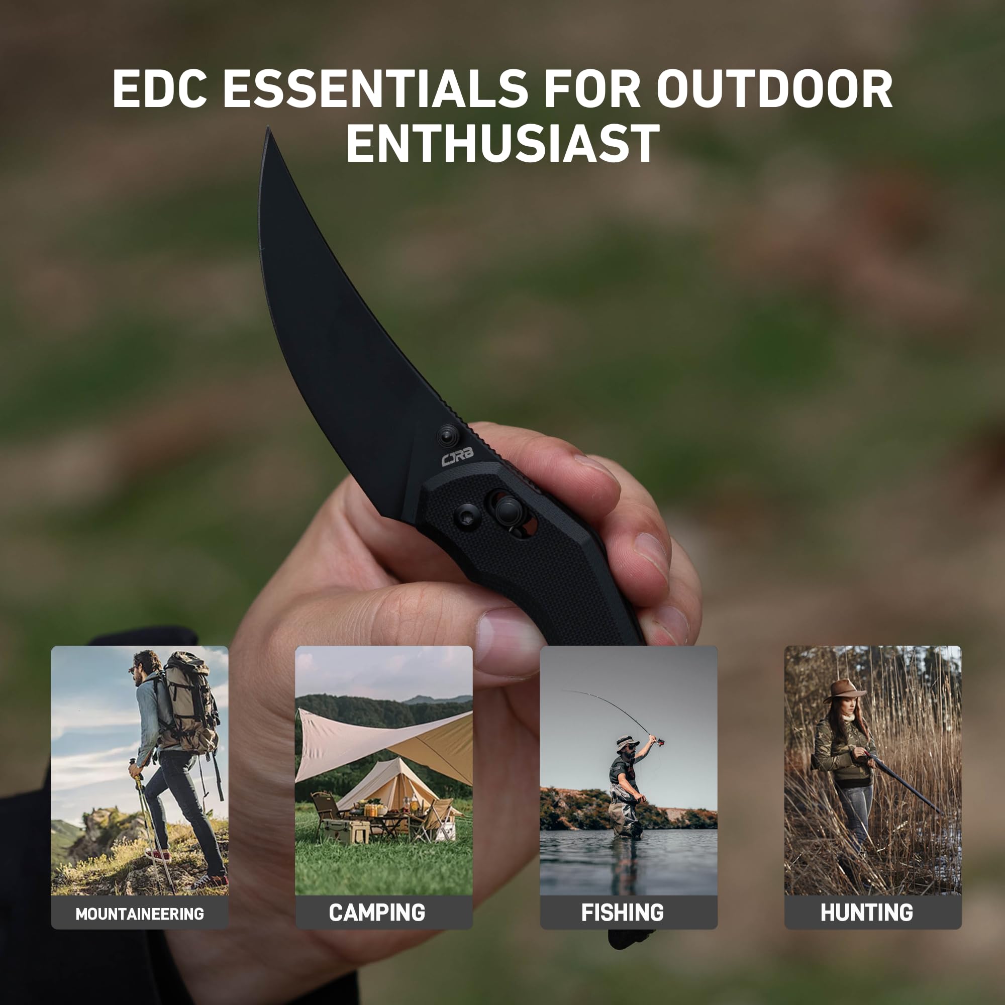 CJRB Nanner Taschenmesser mit 3,23" AR-RPM9 Stahlklinge, EDC Klappmesser mit G10 Griffschalen für Damen & Herren Camping Wandern, Design von Dustin Rhodes (J1955)