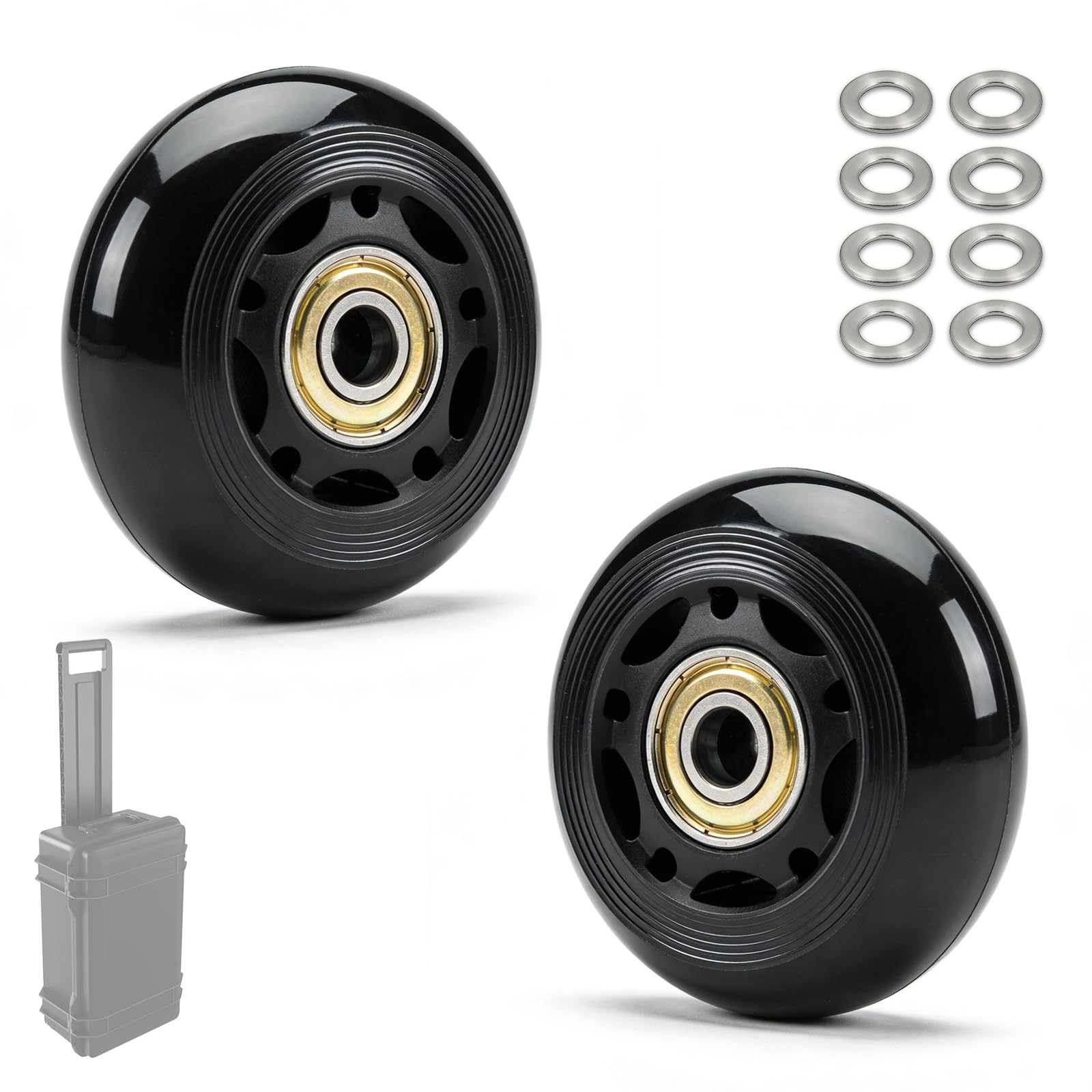 Kofferrollen Ersatzrollen Luggage Koffer Rollen Ersatz - 2X Ersatzrollen Koffer für Peli Air 1615/1595/1535 mit Kugellagern für Leises und Leichtes Rollen, Robuste Kofferräder für Reisen und Alltag