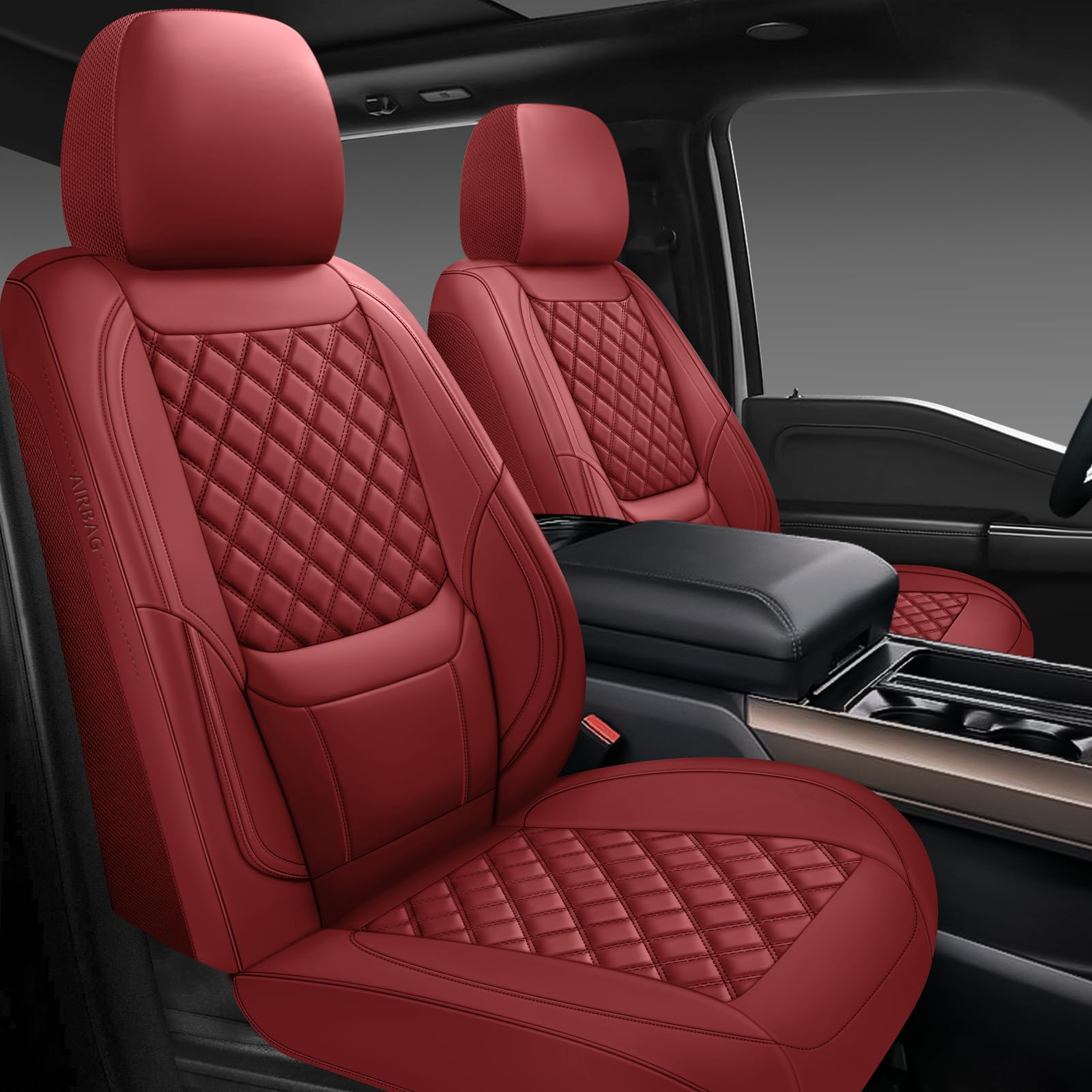 CHOCMONS Car Seat Covers Full Set,Universal Fit for Cars,SUVs,Trucks,and Sedans with 5 Seats,Faux Leather Car Seat Cushion Compatible with Airbags,