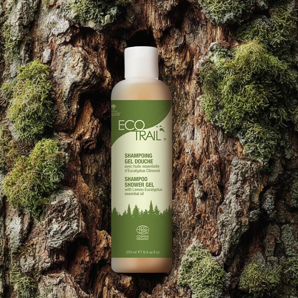 Ecotrail Shampoo & Shower Gel for Women & Men Care Bath – 3-in-1 Face, Body & Hair Shampoo ,Care Bath Certified Organic, Ecological Cleansing Gel – 250 ml (8.4oz) bottle Lemon Eucalyptus