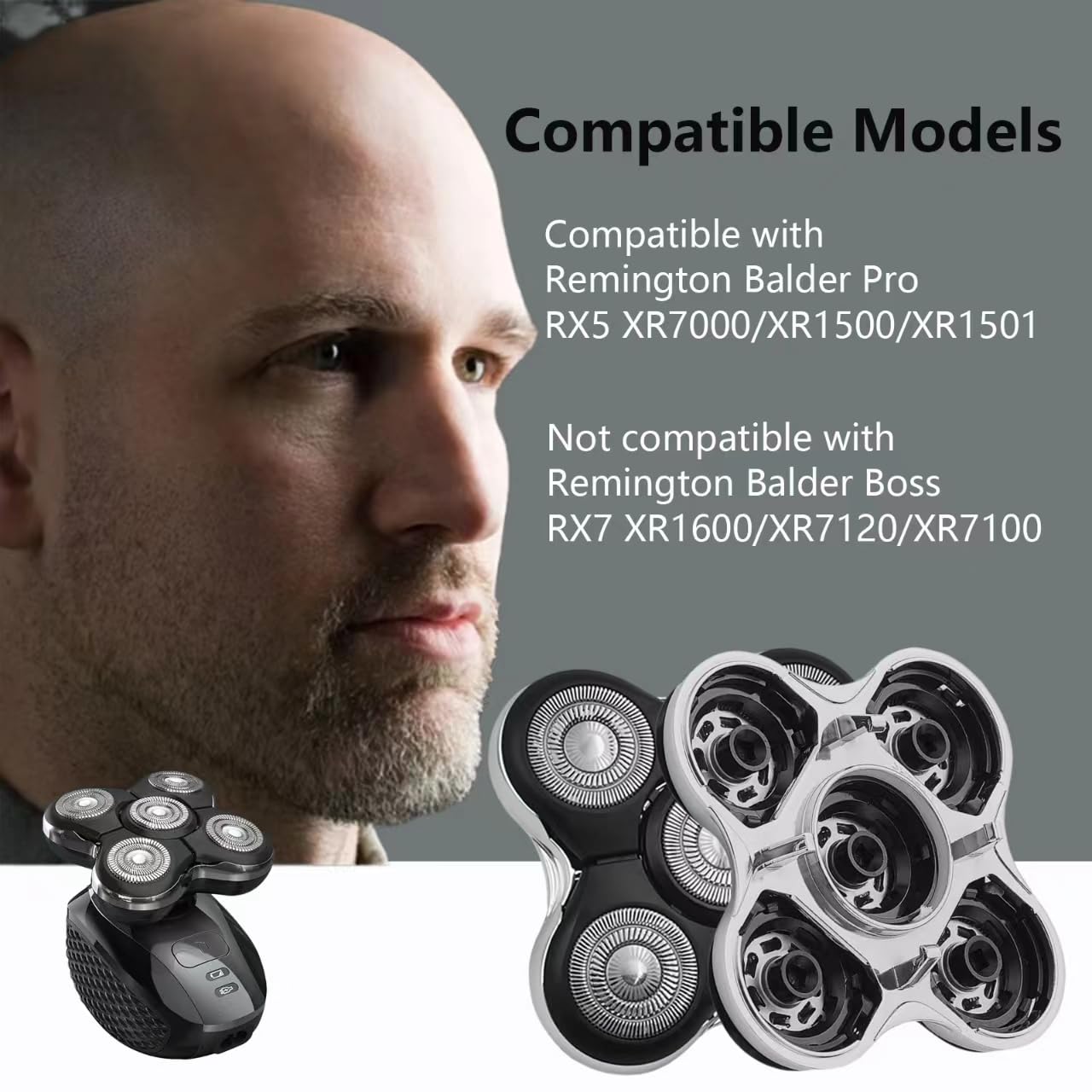 Balder Pro Replacement Head Compatible with remington Balder Pro XR7000 Shaver 5 Blades Replacement Head Compatible with remington Shaver Replacement Heads Precision Electric Shaving for Bald Men-2PCS - Image 3