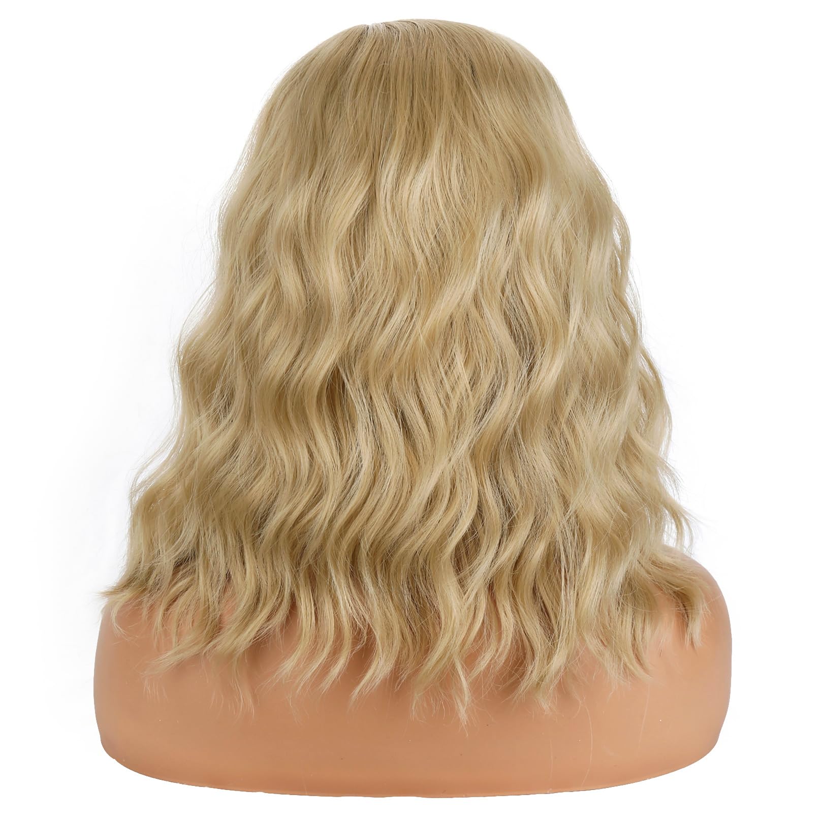 BERON  Wigs for Women Short Curly Bob Wavy Wig Girls Ombre Green 14" Body Wave Shoulder Length Hair Wig Heat Resistant Synthetic Halloween Cosplay Daily Party Wigs