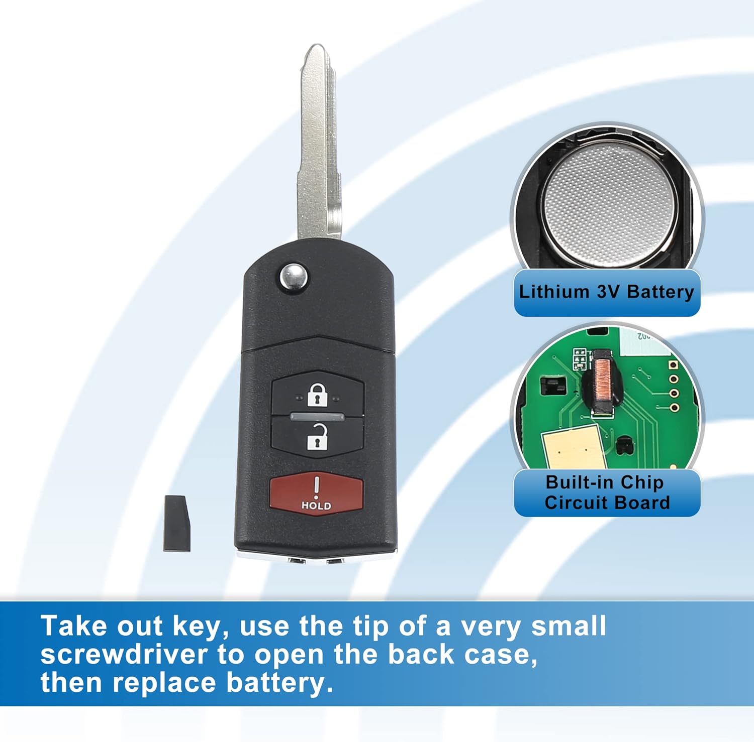 X AUTOHAUX 2pcs 315MHz BGBX1T478SKE125-01 Flip Keyless Entry Remote Key Fob for Mazda 5 2 CX-7 CX-9 Chip 63 80 Control Replacement 3 Button Proximity Smart Fob