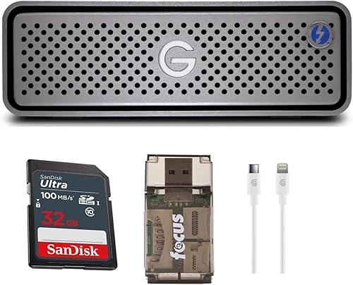 SanDisk Professional G-Drive PRO - Paquete de disco duro externo portátil de 6 TB de clase empresarial con tarjeta de memoria de 32 GB (100 MBs),
