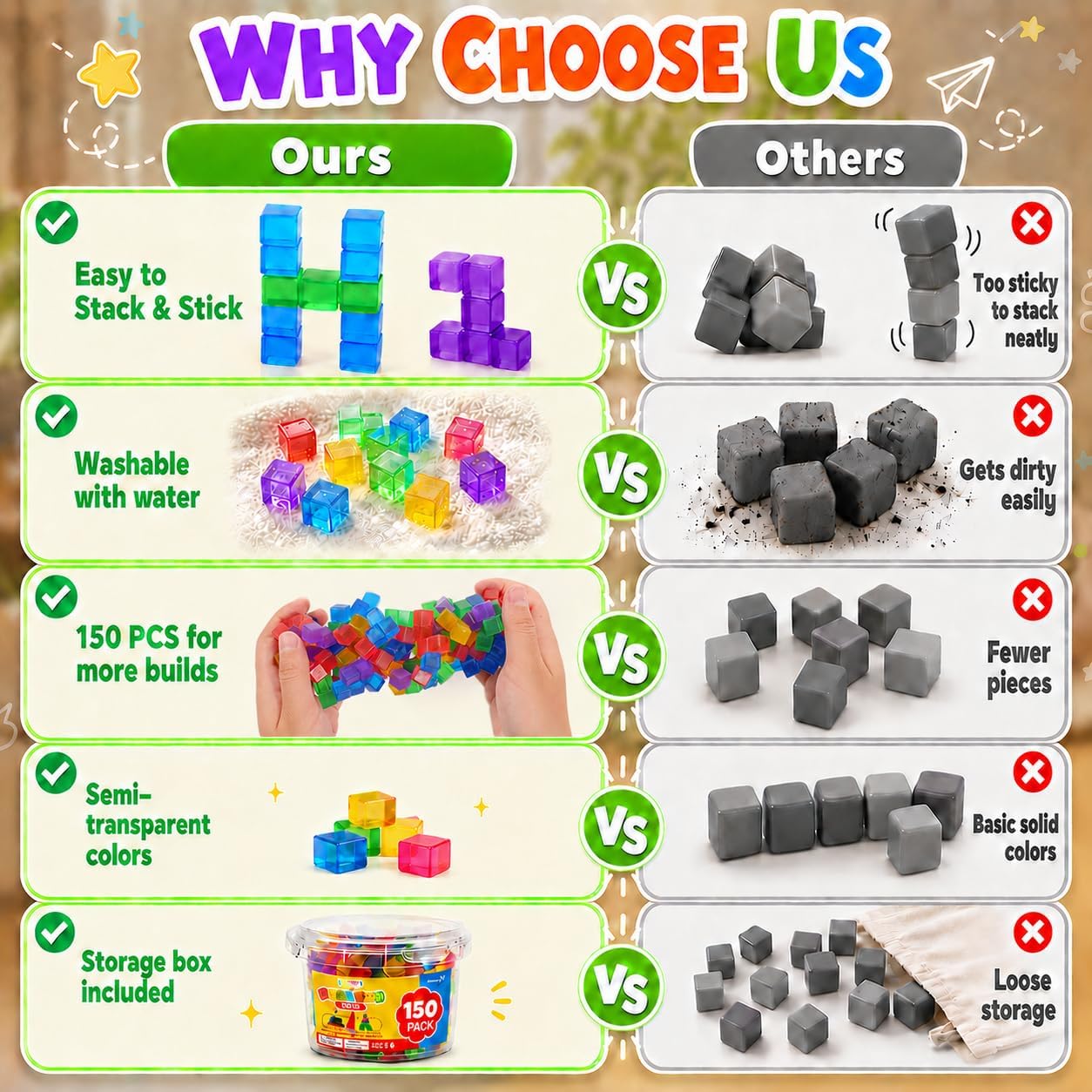 Lesong Mini Sticky Stacking Cubes Kids
