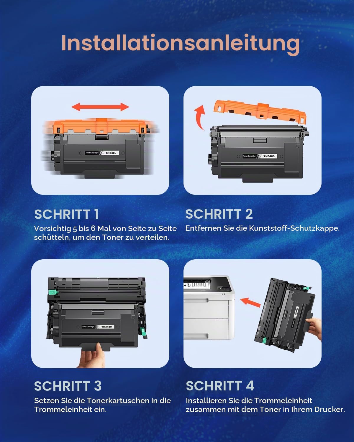 TN3480 Toner + DR3400 Trommel Kompatibel für Brother TN-3480 Tonerkassette DR-3400 Trommel für Brother HL-L5100DN MFC-L5750DW MFC-L5700DN HL-L5000DN HL-L5200DW HL-L6400DW DCP-L5500DN MFC-L6800DW