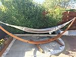 GOCAN Brazilian Double Hammock 2 Person Extra Large Canvas Cotton Hammock for Patio Porch Garden Backyard Lounging Outdoor and Indoor (Grey)