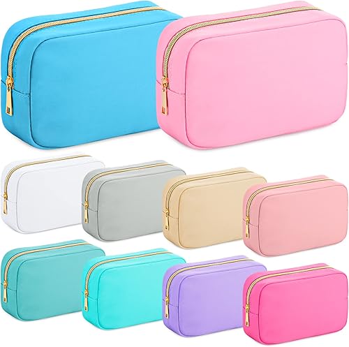 Sweetude 10 bolsas de maquillaje de nailon para mujeres, bolsa organizadora de maquillaje reutilizable, bolsa de viaje para cosméticos, organizador