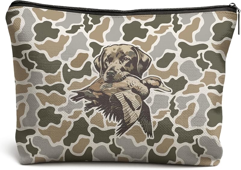 Necessaire de maquiagem DOFQZ com estampa de Labrador Retriever e camuflagem de patos, modelo K098-YZ-HZB