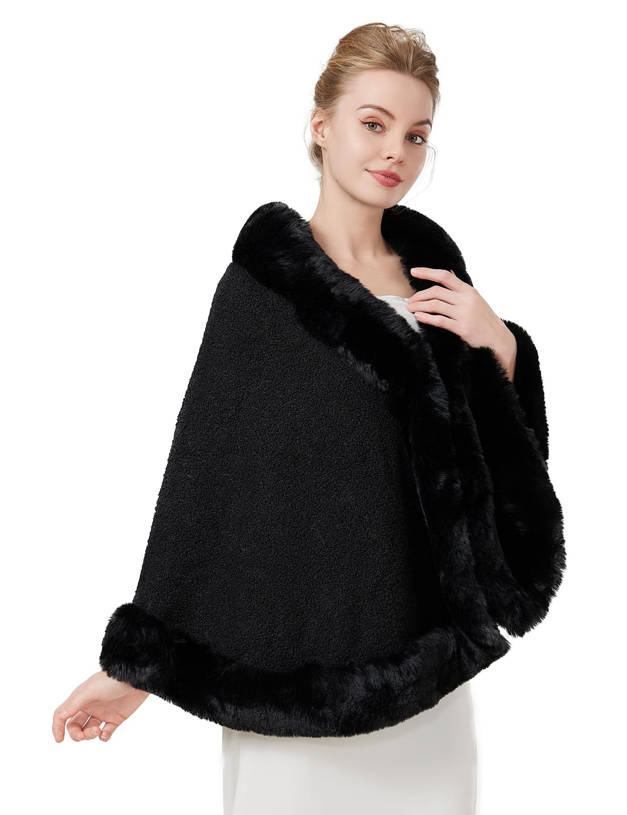 BEAUTELICATE Donna Stola Scialle Pelliccia Sintetica Coprispalle Sciarpa Bolero Calda Elegante per Sposa Damigella Matrimonio Invernale Cerimonia