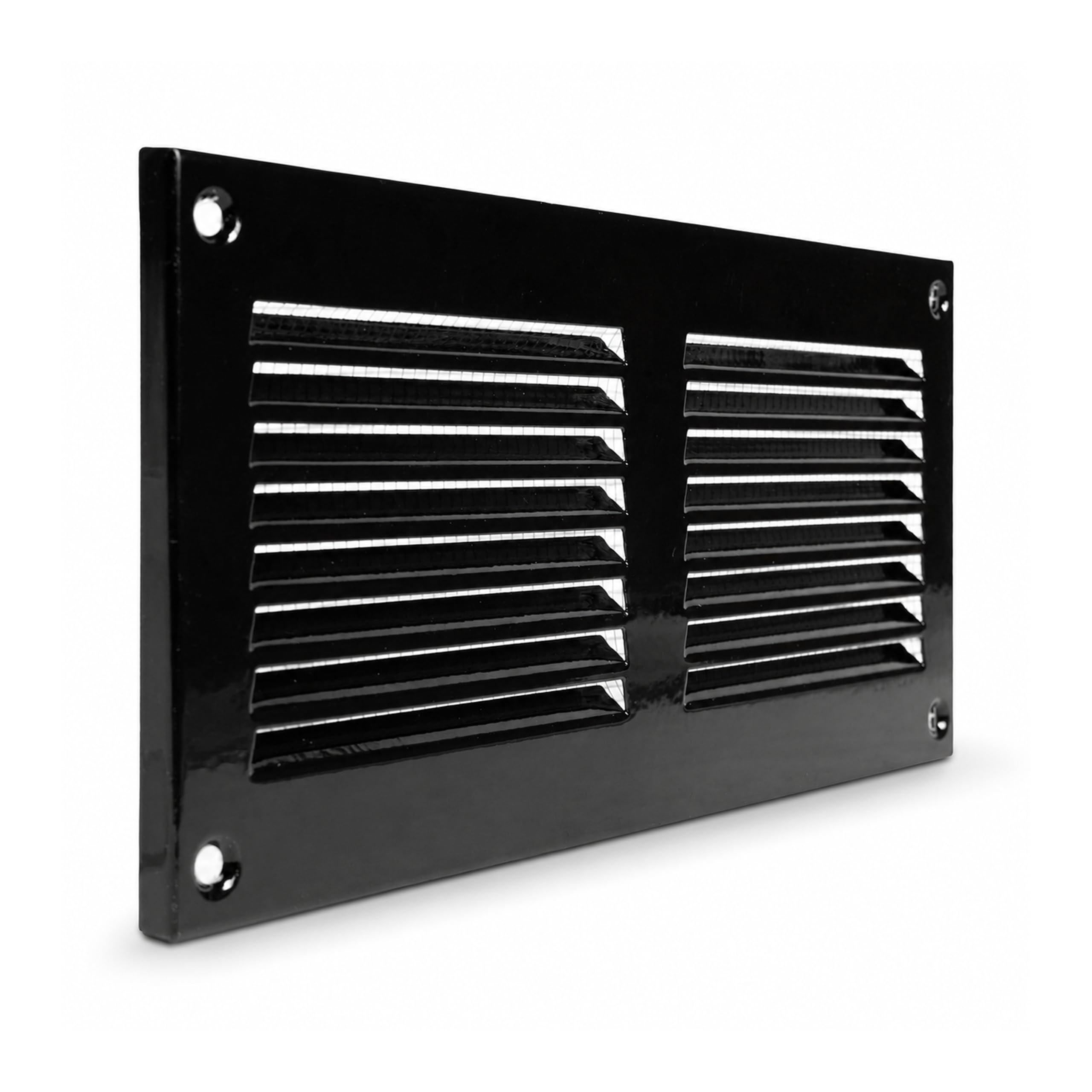 ECOPRO VENT 200 x 100mm Black Air Vent Cover, Galvanised Metal Air Vent Covers for Walls Ceilings with Screen Mesh