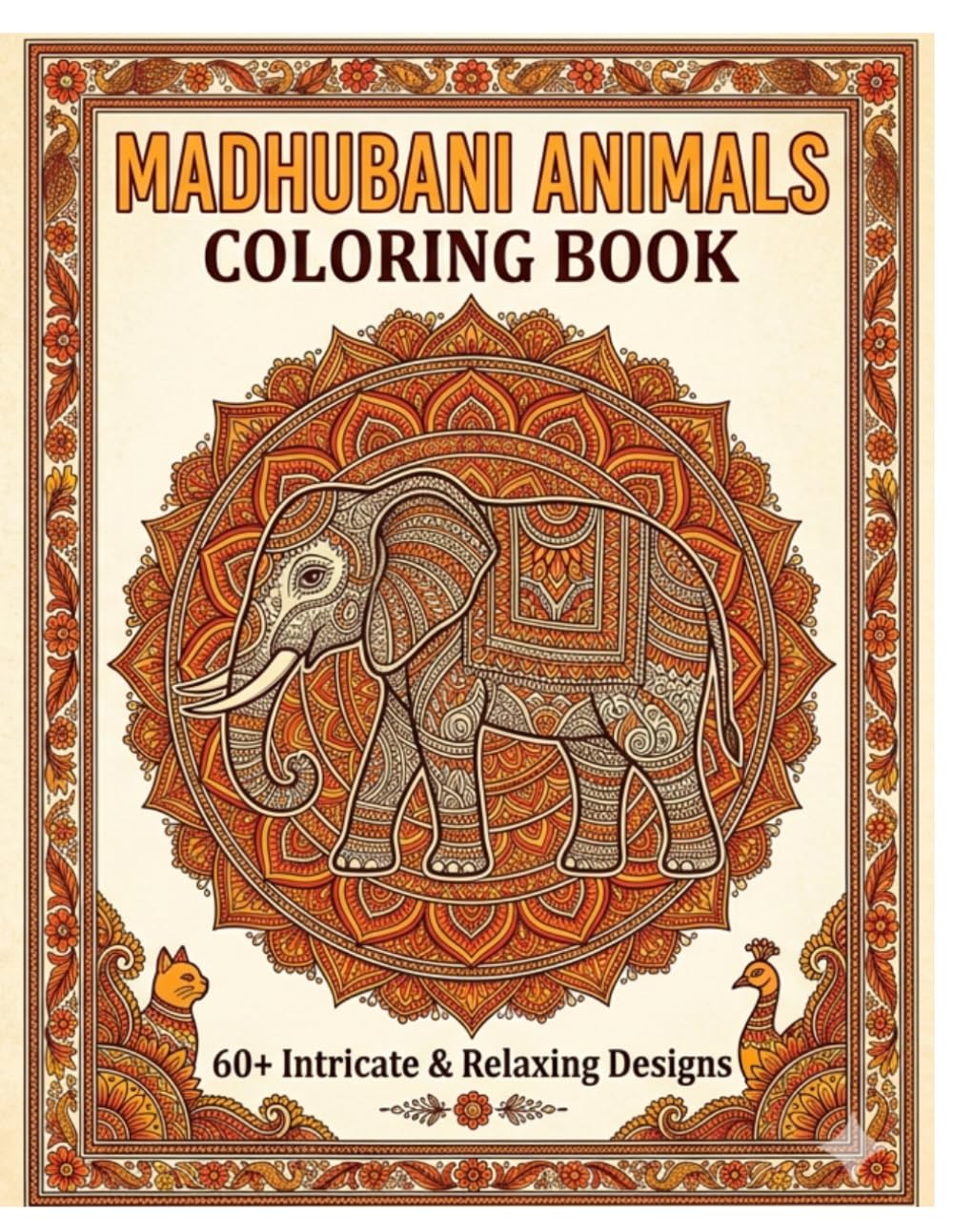 Madhubani Animals Coloring Book: A Relaxing Indian Folk Art Coloring Book with Beautiful Animal Patterns for Kids & Adults