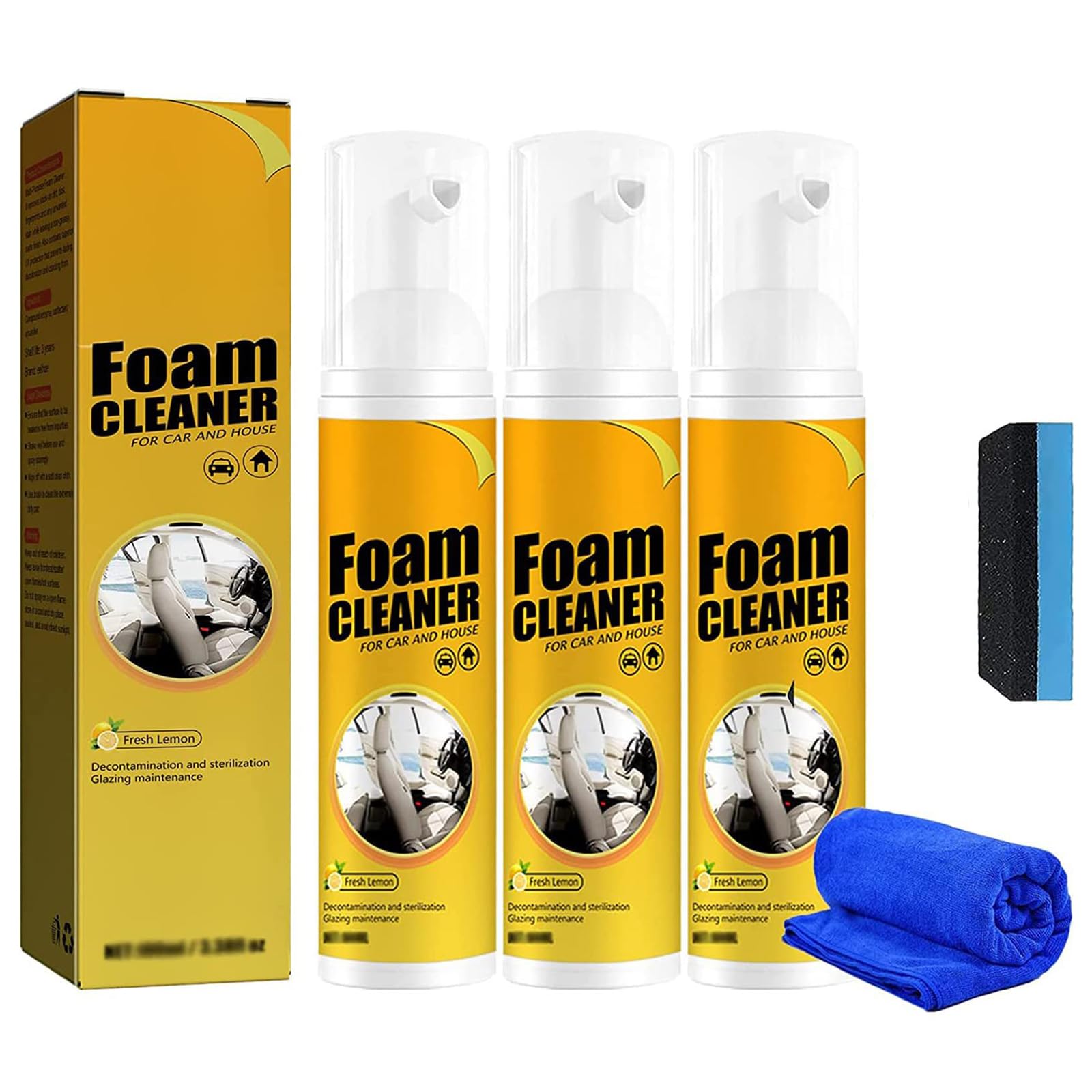 Ensemble de détails de Voiture moussant de Type Presse 100 ML pour Une élimination Rapide des Taches sur Le Plastique et Le Tissu Nettoyant en Mousse Polyvalent Nettoyant en Mousse pour Voiture