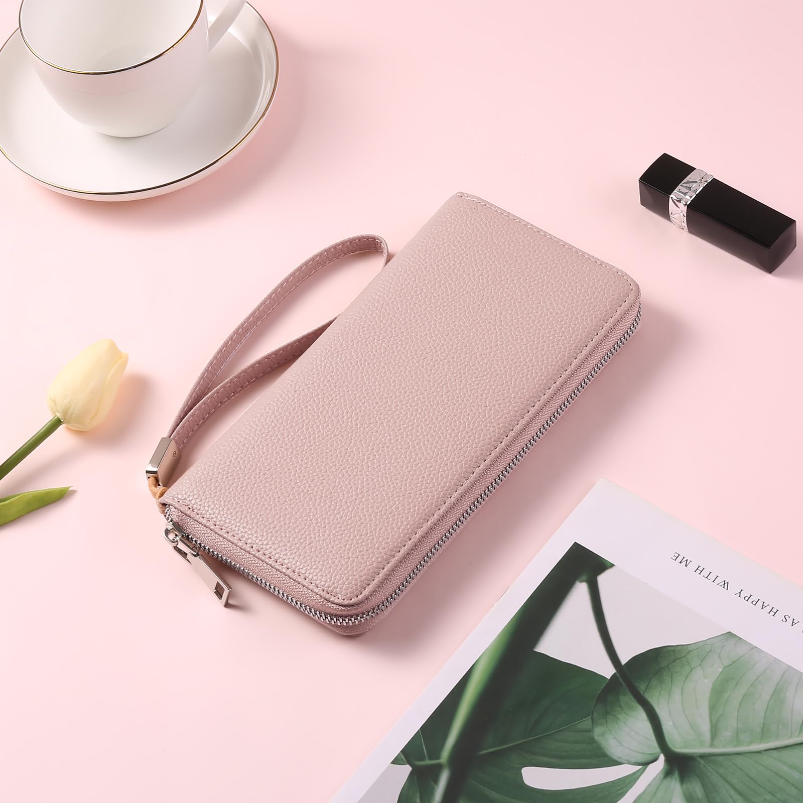 GAEKEAO Portefeuille Femme Cuir Grande Capacite Porte Monnaie Femmes avec RFID Blocage, avec 17 emplacements Cartes Compris et Porte-chéquiers Femmes
