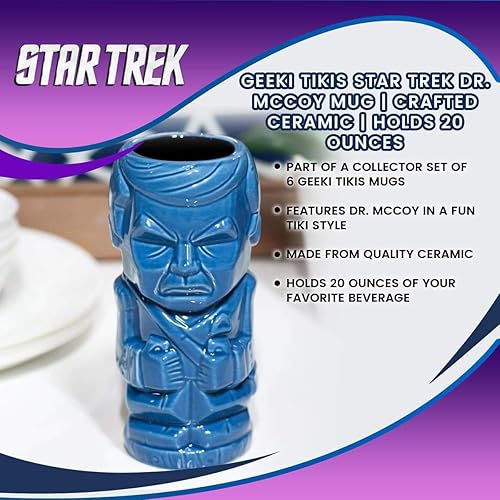 Miniatura 6 de Geeki Tikis Star Trek Dr. McCoy Taza de cerámica coleccionable oficial de Star Trek estilo Tiki | Capacidad para 20 onzas