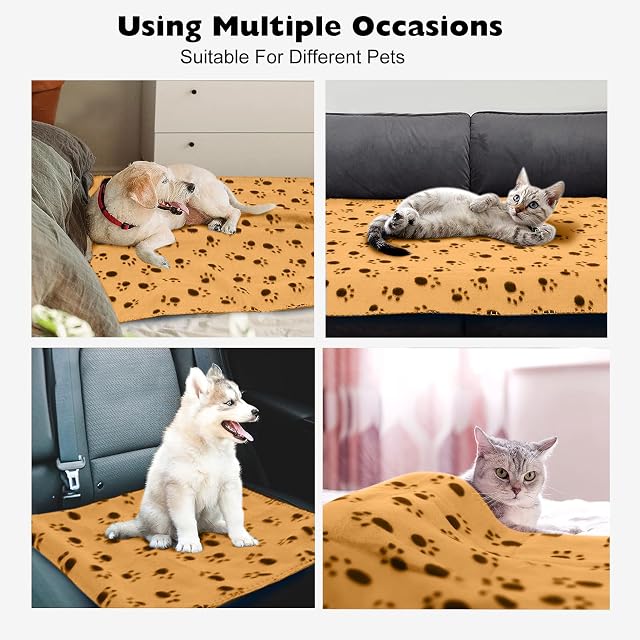 Foto 5 de 6 de PETCUTE Manta para Perros,6 Piezas de Paquete Manta Suave y Cálida para Mascotas con Estampado…
