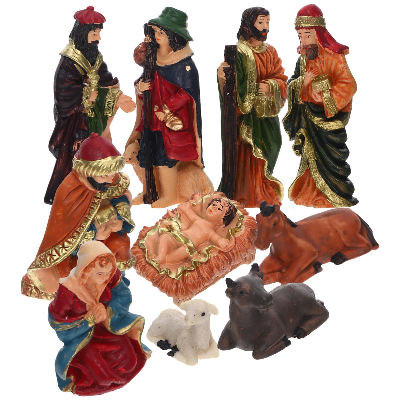 Toyvian 2 Sets Weihnachtskrippenset aus Kunstharz, Tischdeko für Büro