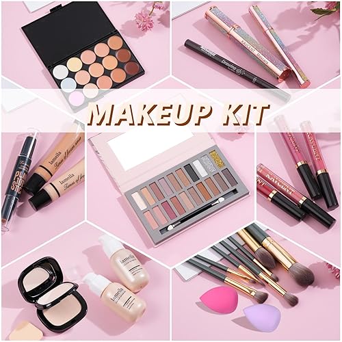 Miniatura 7 de Juego de maquillaje para mujeres, kit completo de maquillaje para adolescentes, mujeres, paleta de sombra de ojos, base de brillo de labios,