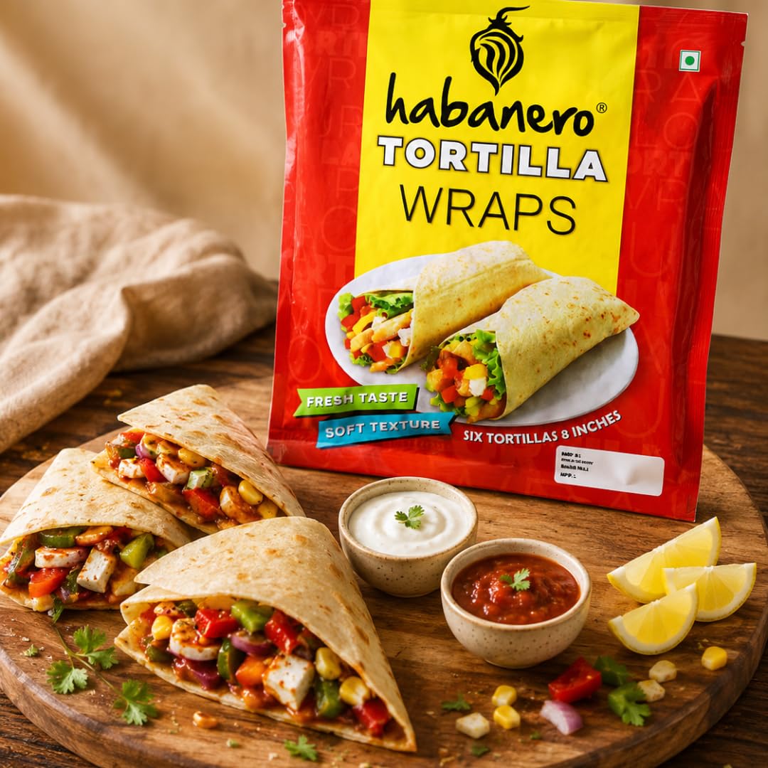 Habanero Tortilla Wraps 8 Inches l Non GMO| Fresh Taste & Soft Texture l Best for Burrito, Wraps, Tacos, Samosas, Shawarmas and Rolls l |330G 3