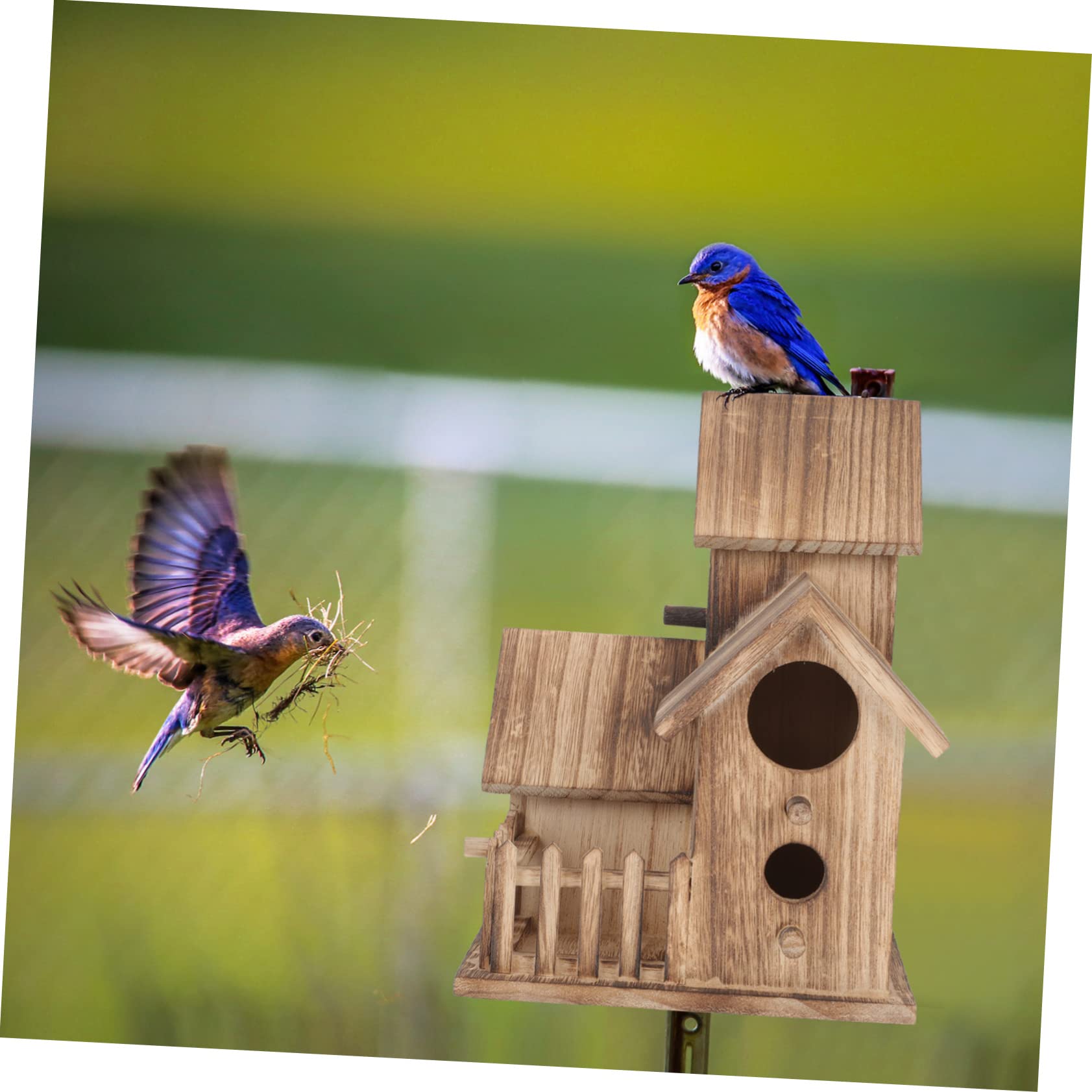 TOYANDONA Villa Nido De Pájaro Casita De Madera para Cría De Loros Nido para Periquitos Accesorio para Loros Comedero para Pájaros Independiente Casita para Anidar Jardín