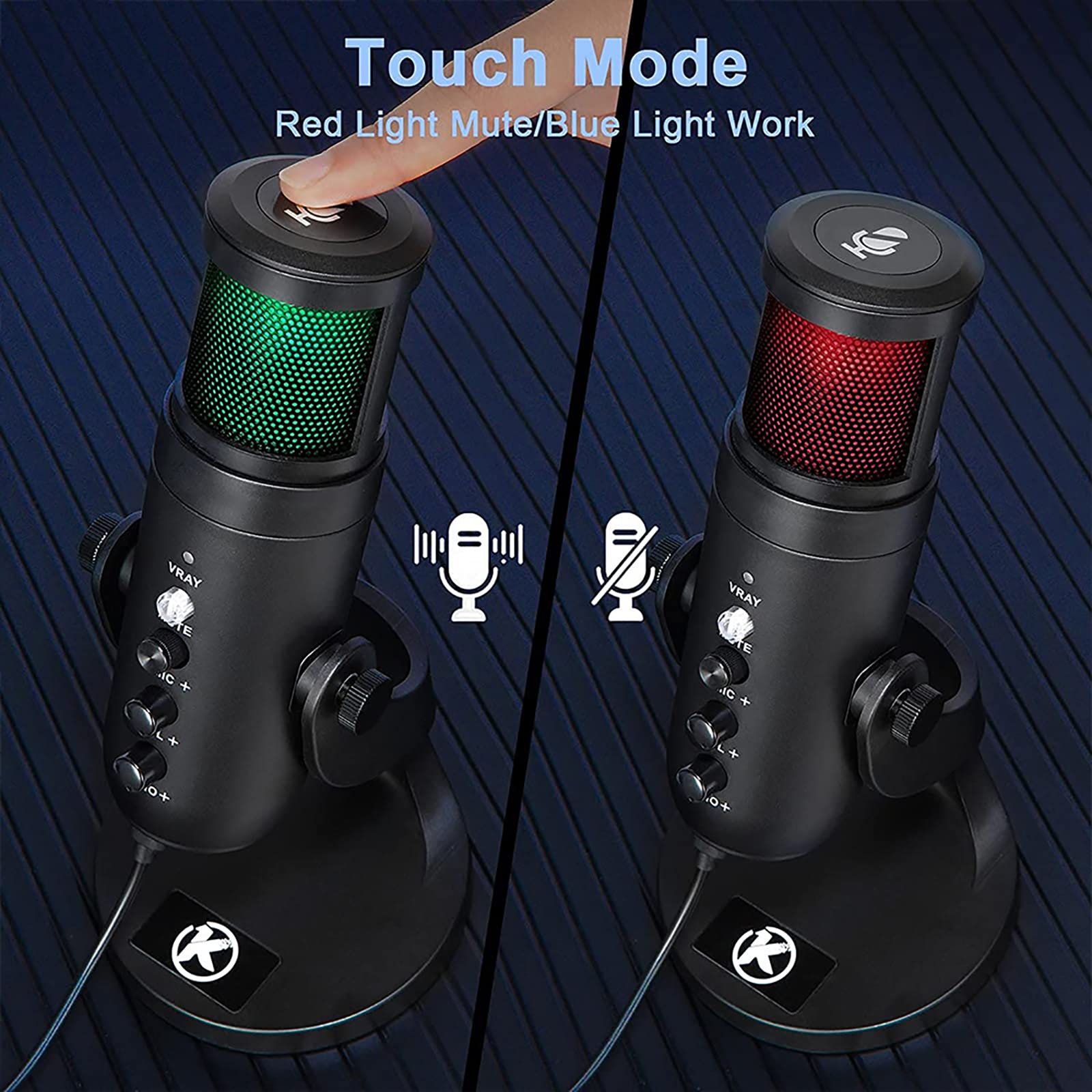 Microfono a Condensatore USB, Microfono a Condensatore RGB Con Luce Colorata Per L'atmosfera Respiratoria, Modello Cardioide, Adatto Per Registrazione Video, Podcasting, Giochi
