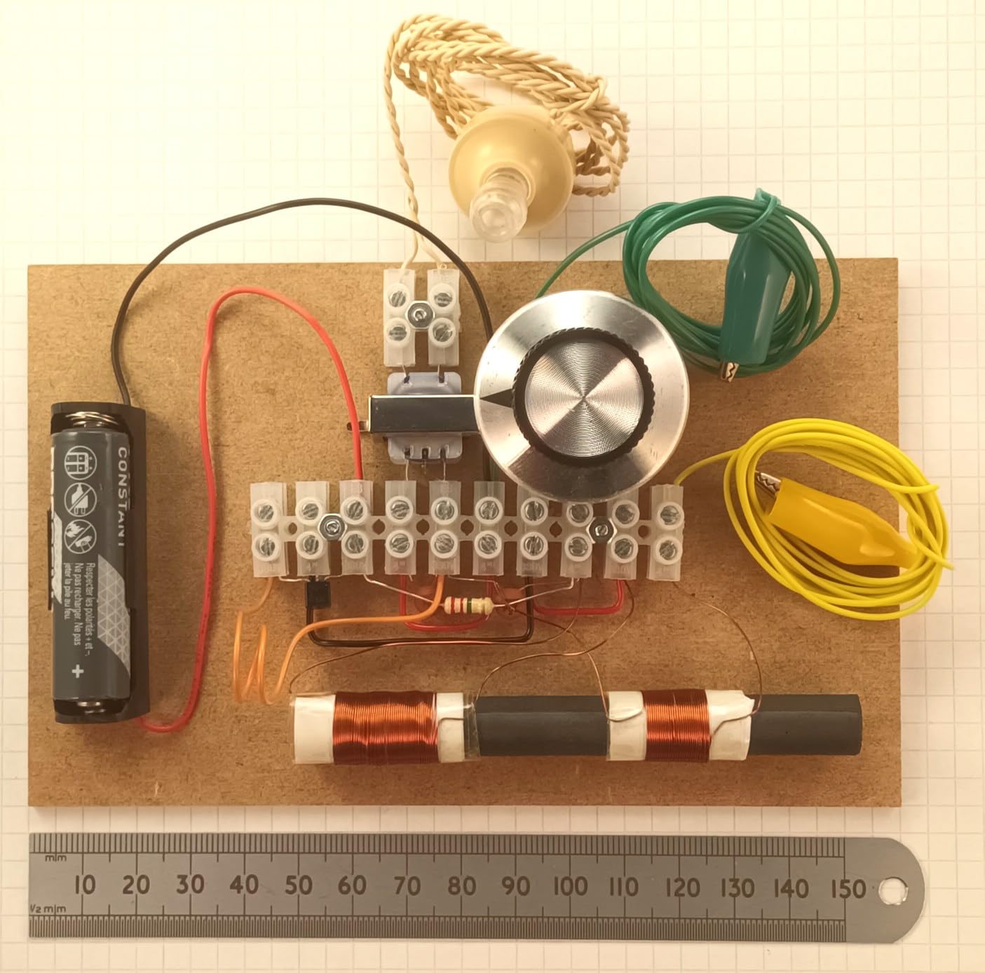 Crystal Set Radio Kit of Electronic Parts with Added Single Transistor Option