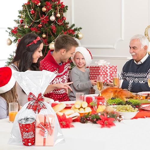 Vista 19 de Labeol 50 bolsas de celofán de 3 tamaños para cestas de regalo de 24 x 30 pulgadas, 16 x 24 pulgadas, 12 x 18 pulgadas, bolsas grandes de plástico