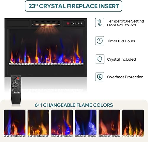 Miniatura 4 de Bestier Soporte de TV de 70 pulgadas con chimenea para TV de 75 pulgadas, moderno centro de entretenimiento con chimenea LED para juegos para PS5