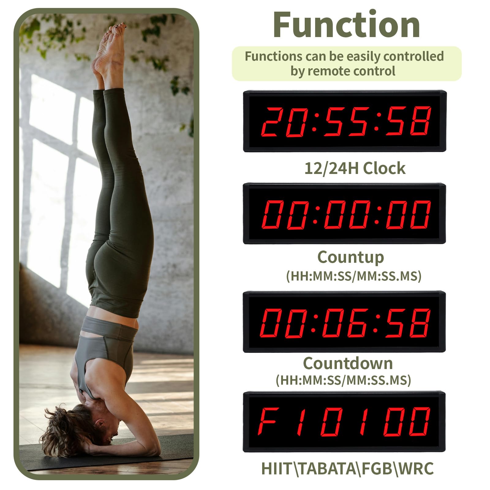 Timer digitale da palestra con pulsante di avvio/arresto wireless, timer a intervalli con telecomando per cronometro, conto alla rovescia, orologio digitale da parete per cornhole, giochi, sport