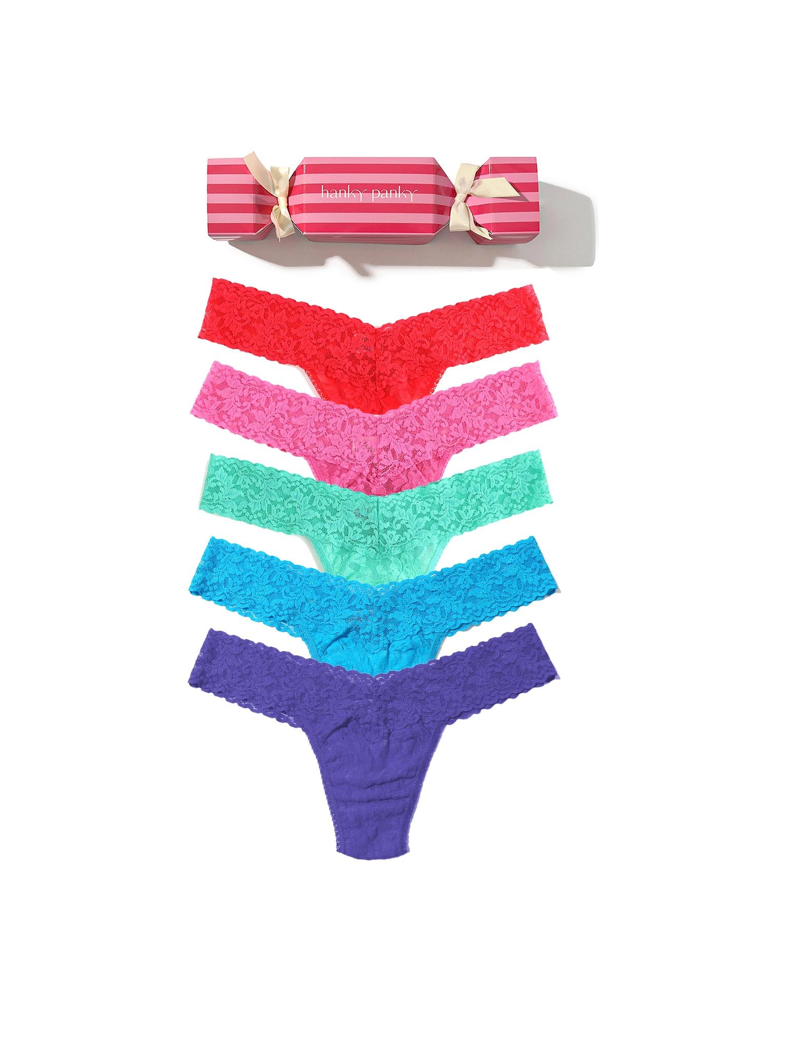 hanky panky Signature Lace Low Rise Thongs for Women Winter Holiday Edition Lacy Lingerie Underwear One Size 4-14