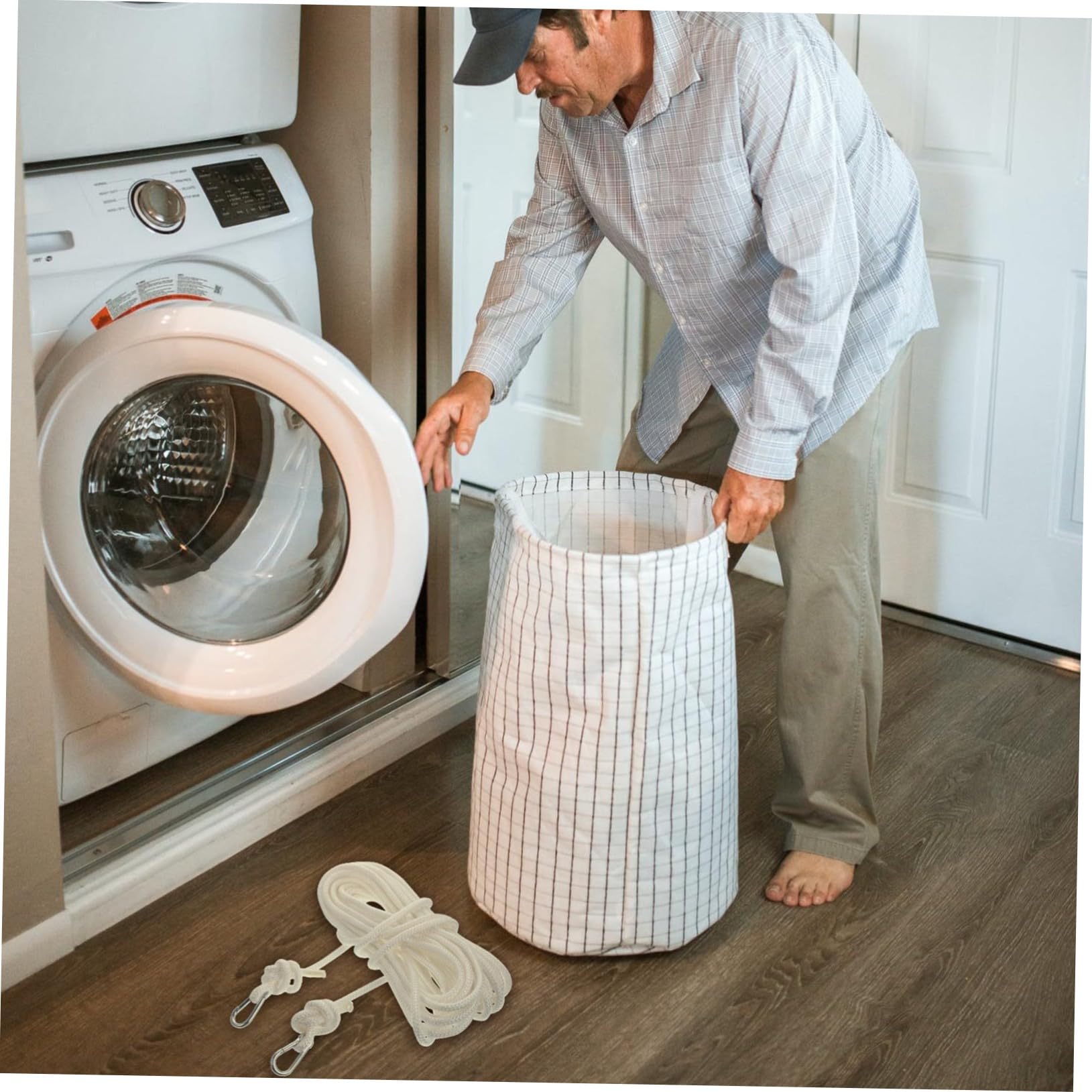 Happyyami 1Pc Thickened Nylon Braided Drying Rope Portable Outdoor Clothesline for Camping Air Drying Lanyard Hang Clothes Quilts Towels and More White with Buckles