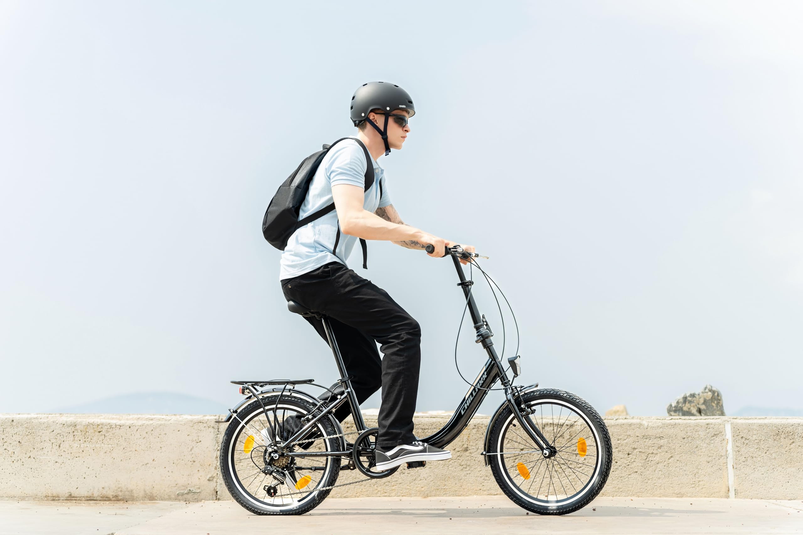 Chillaxx Bicicletta pieghevole Urban da 20 pollici, cambio Shimano a 6 marce, luce a LED, sistema di piegatura, bicicletta pieghevole