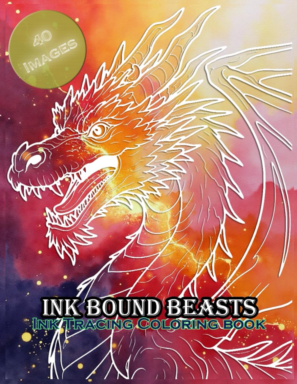 Ink Bound Beasts: Ink Tracing Coloring Book
