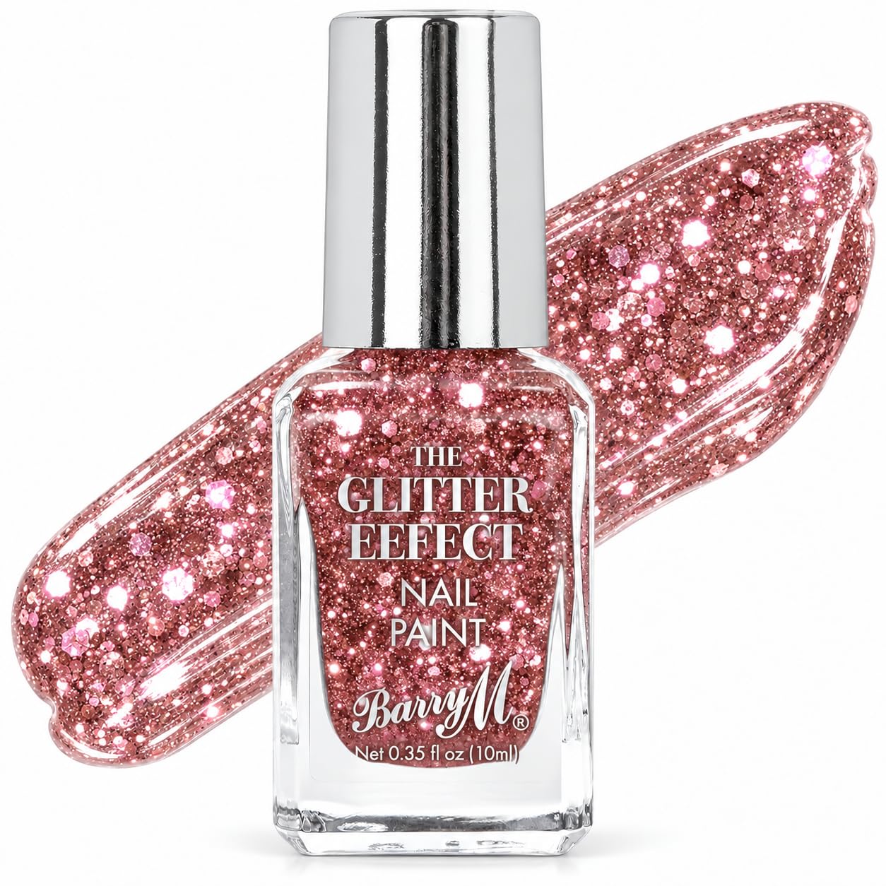 Barry M Glitter Effect Nail Polish, Raving Rose, Rose Gold Pink, 10ml