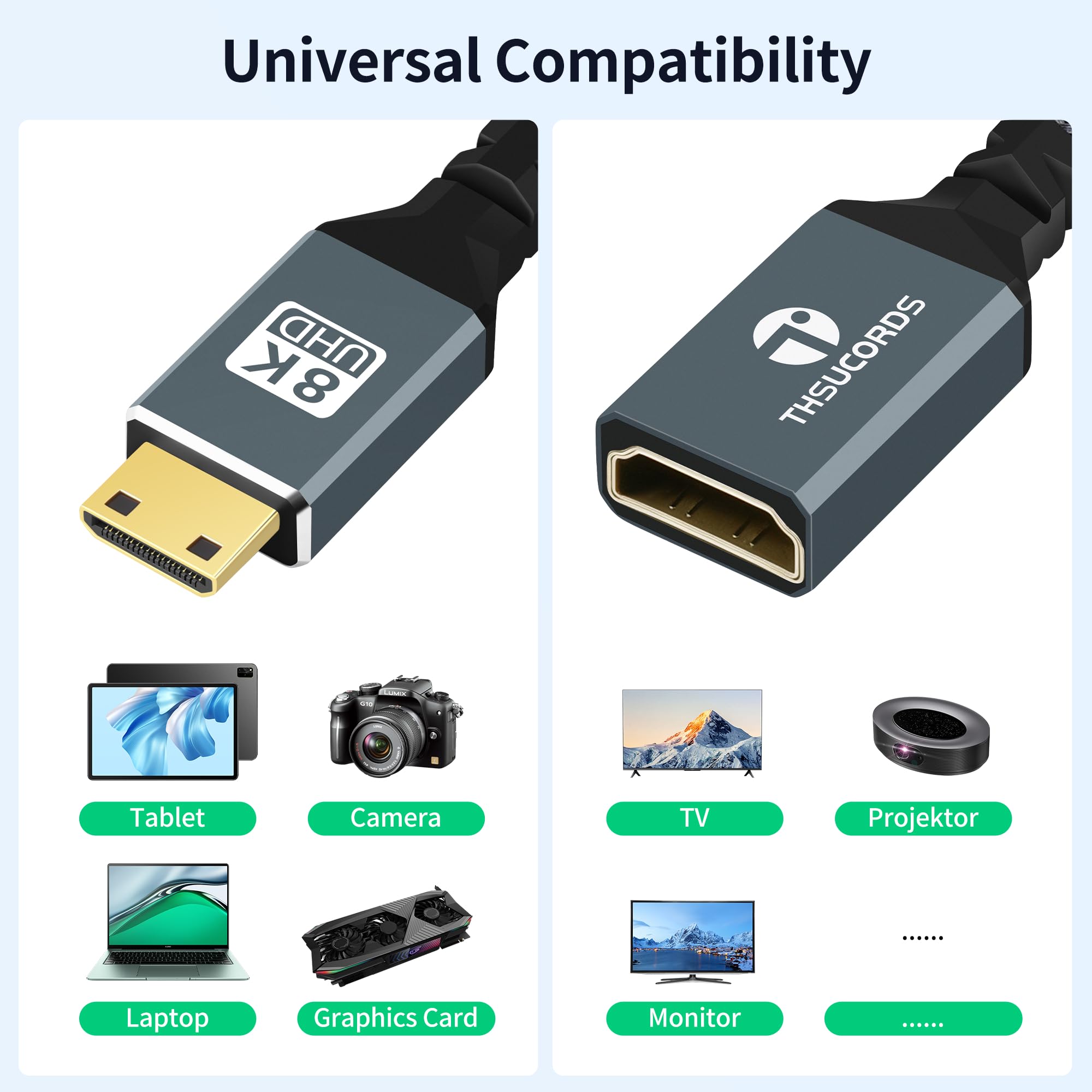 Amazon | Thsucords 8K 2.1 延長ケーブル Mini HDMI to HDMI変換
