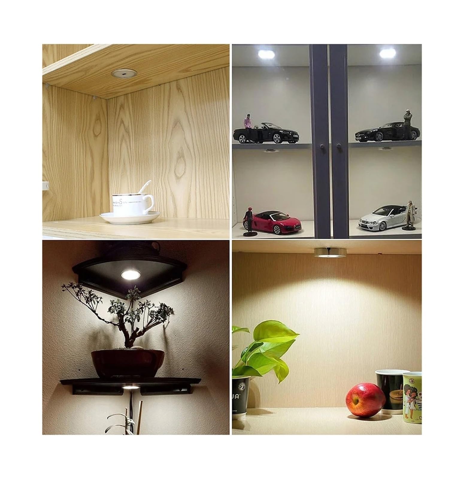 YFlifangting Luz Debajo del gabinete Control Remoto 2W DC12V LED Vitrina Luces de Armario hogar Cocina Vitrina Armario Luces de Noche (Color : 6PCS, Size : Cold White)