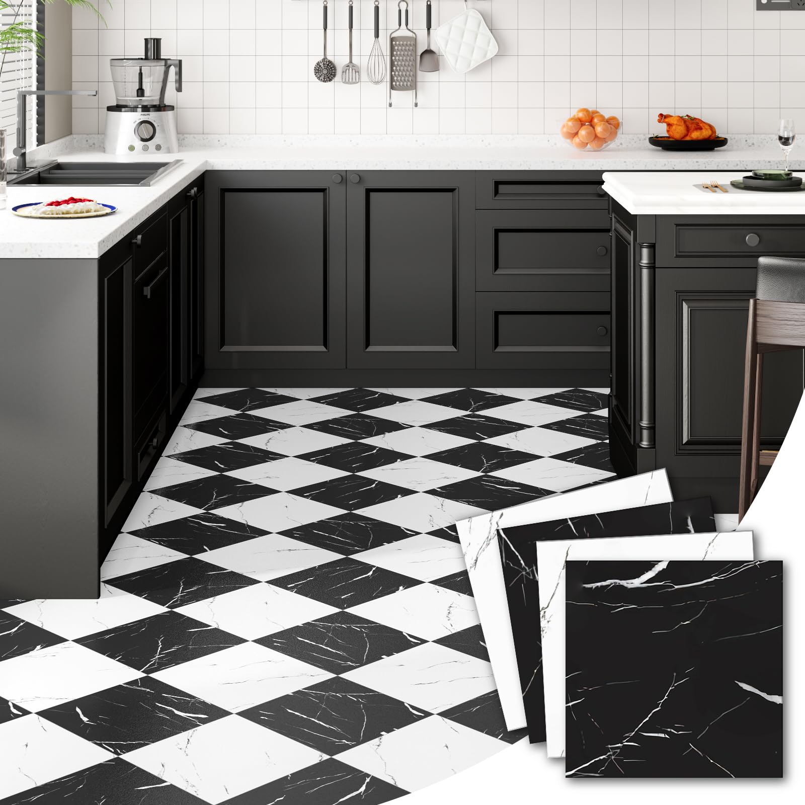 ZRJT 30-Pack 30 Sq.Ft Peel and Stick Floor Tiles Vinyl Matte