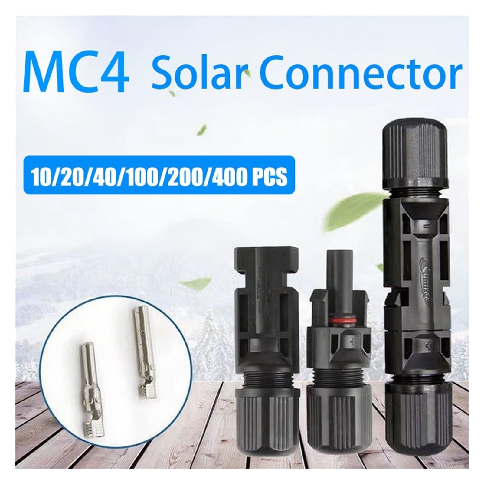 Kit connettori fotovoltaici 10/20/40/100/200/400Pz connettori 1000V 30A for pannelli PV/MC 2,5/4/6mm²(400pcs(200pairs))