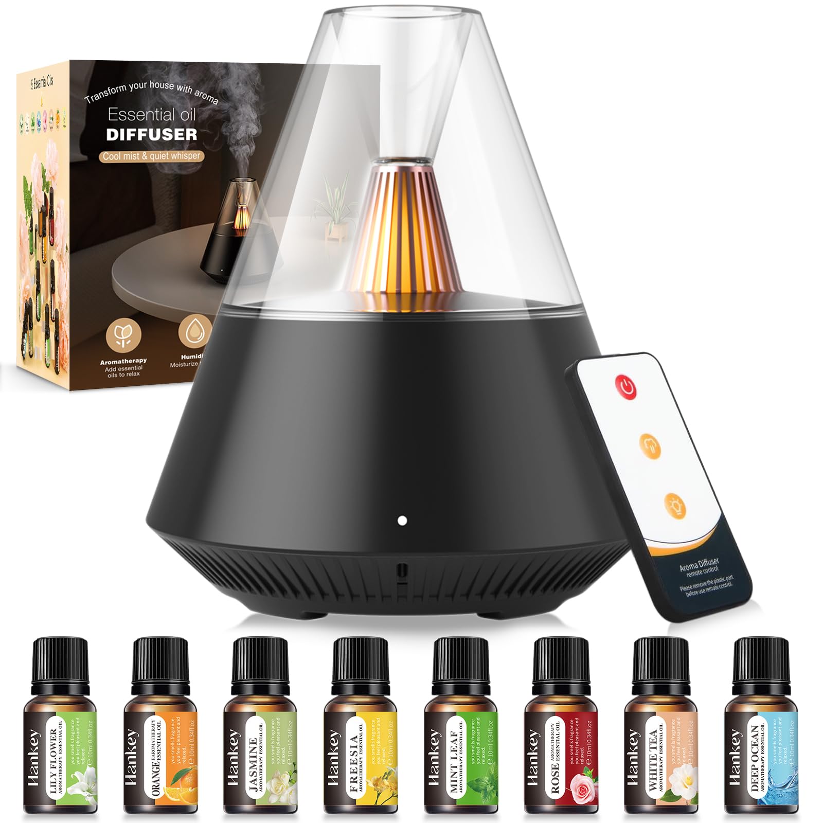 Essential Oil Diffuser Aromatherapy Diffuser with 8x10ml Essential Oils Air Fresh Aroma Sc...