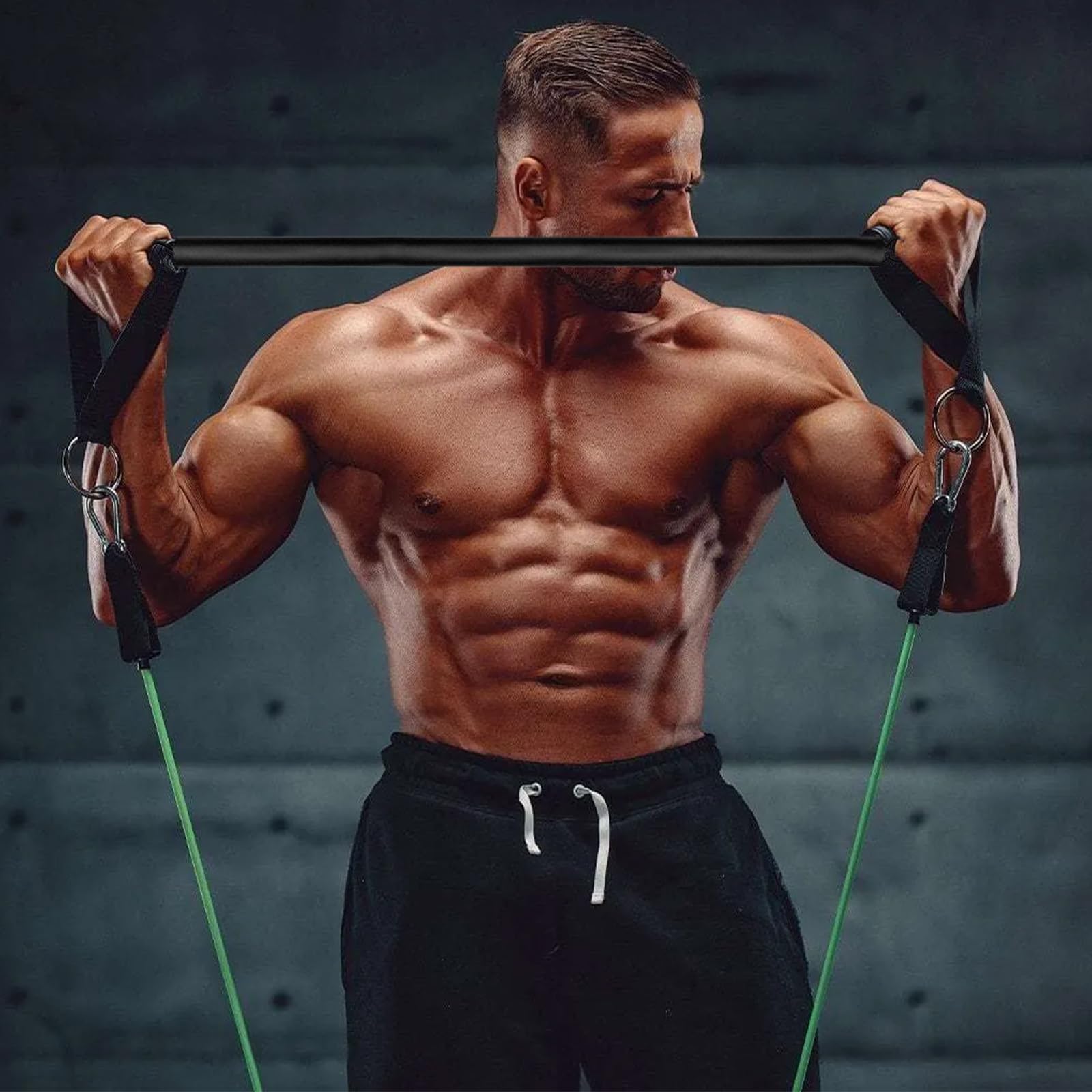 Barra de Pilates Barra,Osuter Barra de Bandas de Resistencia Portátil 100 cm,Barra Gimnasio de Gomas Elasticas Fitness Pilates,para Yoga Entrenamiento de Fuerza, Equipo de Entrenamiento de Ayuda Depor