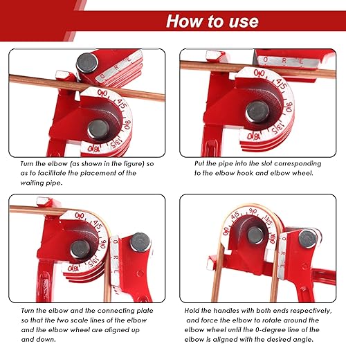 Miniatura 5 de Tnisesm Dobladora de tubos, herramientas manuales de flexión de tubos para 14 516 y 38 pulgadas de cobre de aluminio fino rojo