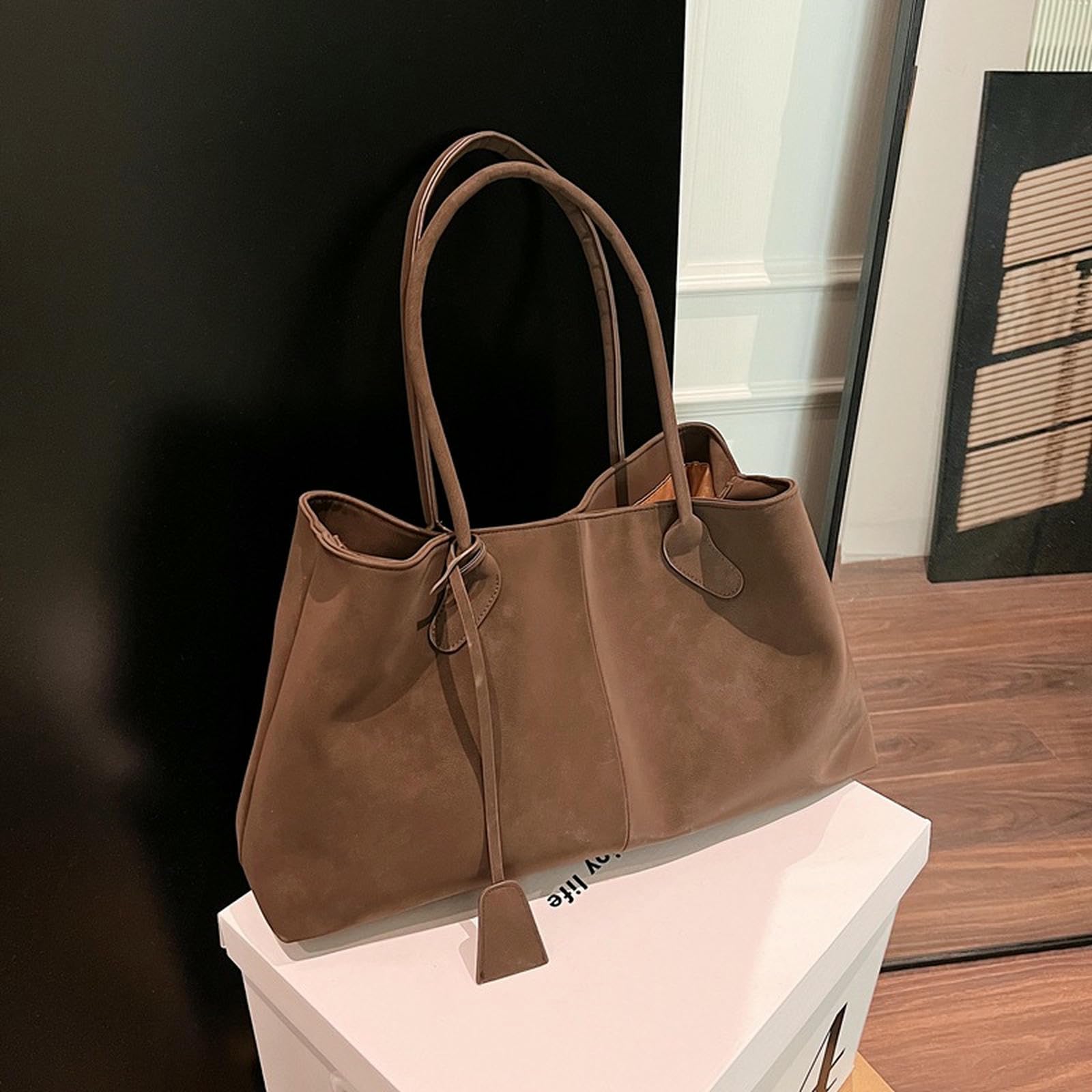 Borse a Tracolla Piccole Borsa retrò da Donna in Pelle Scamosciata Smerigliata per Andare al Lavoro sotto Le Ascelle-Verde