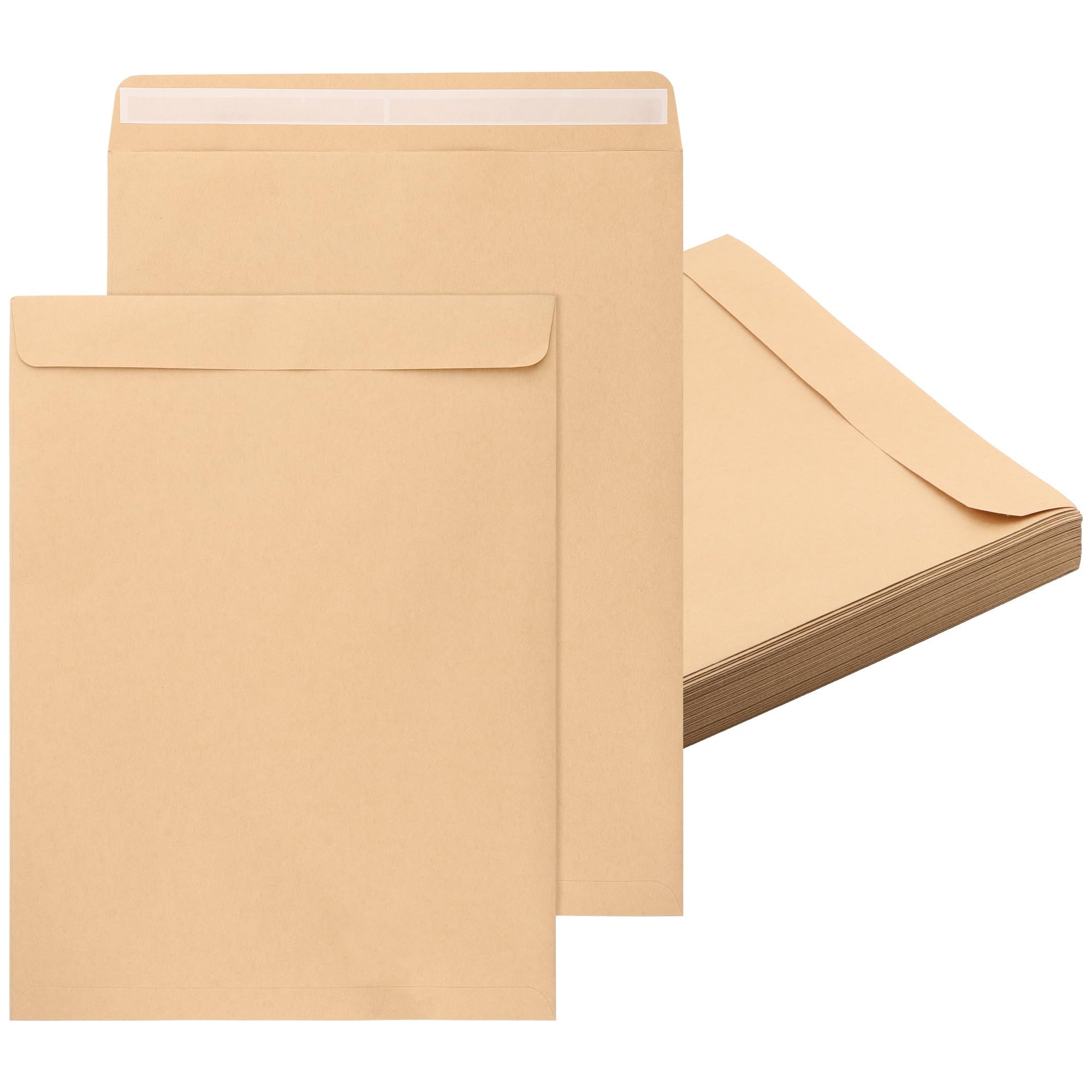 JAPCHET 50 Pcs 12 x 16 Inch Kraft Mailing Envelopes, 120gsm Large Brown Self Seal Envelope for Home, Office, Business, 305 x 405mm